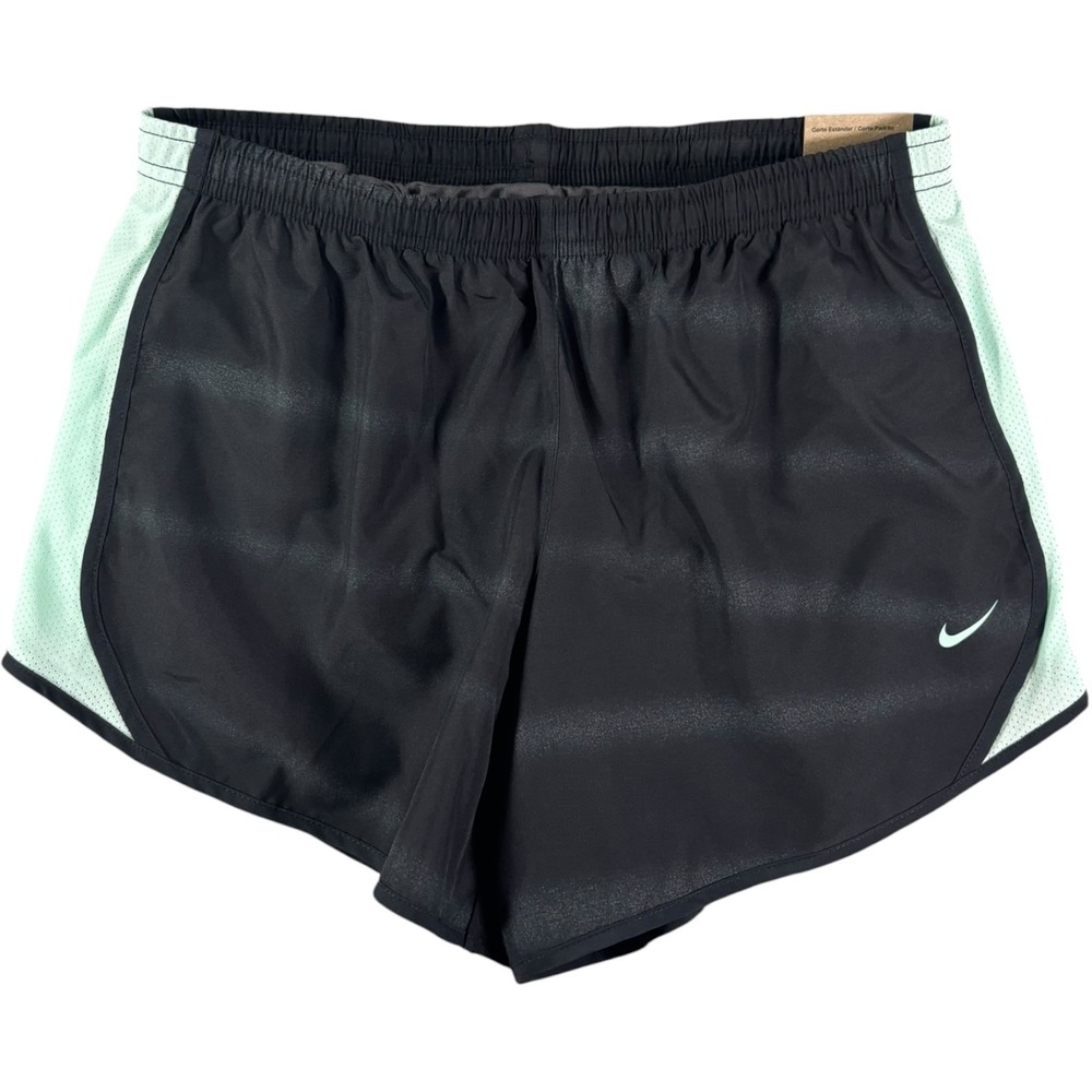 Nike Dri Fit Tempo Training Shorts Youth XL Black Teal Logo Running Standard Fit